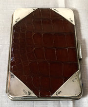 Victorian silver mounted reptile leather card case. London 1899 Henry Matthews.