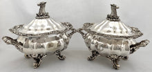 Victorian Pair of Silver Plated Mask Head Sauce Tureens. Birmingham, G.R. Collis & Co., circa 1860.