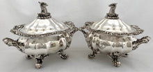 Victorian Pair of Silver Plated Mask Head Sauce Tureens. Birmingham, G.R. Collis & Co., circa 1860.