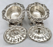 Victorian Pair of Silver Plated Mask Head Sauce Tureens. Birmingham, G.R. Collis & Co., circa 1860.