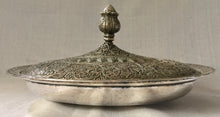 Eastern silver plated ornate entree dish and cover. Circa 19th century.