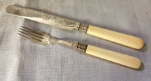 Edward VII fitted case of silver ferruled & ivory handled dessert knives & forks for twelve. Sheffield 1906/07 John Round & Son Ltd.