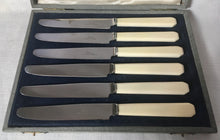 Asprey, cased set of six silver plated and ivory handled tea knives, circa 1930/40's.