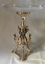Art Deco Egyptian Revival Silver Plated & Etched Glass Centrepiece.