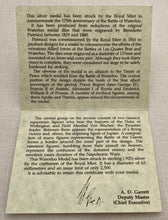 Battle of Waterloo 175th Anniversary Benedetto Pistrucci Silver Medal. London 1990. 4.8 troy ounces.