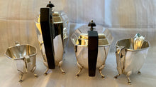 Art Deco silver plated four piece tea set of hexagonal form. Lewis Rose & Co. of Sheffield circa 1935.