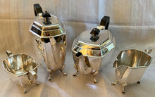 Art Deco silver plated four piece tea set of hexagonal form. Lewis Rose & Co. of Sheffield circa 1935.