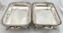 George IV Pair of Old Sheffield Plate Entree Dishes on Warming Stands. Arms of Dickson & Huntley.