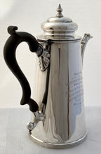 Battle of Jutland Interest, Lieutenant Fremantle RN, Silver Coffee Pot. London 1904 Page, Keen & Page. 18 troy ounces.