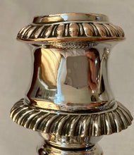 Late Georgian Pair of Old Sheffield Plate Ornate Candlesticks, circa 1830.