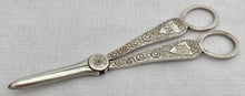 Cased Pair of Silver Plated Grape Scissors. John Sanderson & Son of Sheffield, circa 1900.