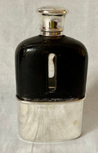 Victorian Silver, Leather & Glass Hip Flask. London 1876 Charles Asprey & Charles Asprey Junior.