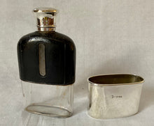 Victorian Silver, Leather & Glass Hip Flask. London 1876 Charles Asprey & Charles Asprey Junior.
