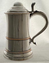 A Large Victorian Silver Plate on Copper Lidded Tankard.