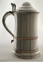 A Large Victorian Silver Plate on Copper Lidded Tankard.