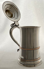 A Large Victorian Silver Plate on Copper Lidded Tankard.