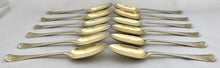 Georgian, George II, Twelve Silver Gilt Tablespoons. London 1730/31 Caleb Hill. 31.2 troy ounces.