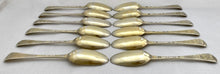 Georgian, George II, Twelve Silver Gilt Tablespoons. London 1730/31 Caleb Hill. 31.2 troy ounces.
