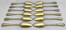 Georgian, George II, Twelve Silver Gilt Tablespoons. London 1730/31 Caleb Hill. 31.2 troy ounces.