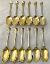 Georgian, George II, Twelve Silver Gilt Tablespoons. London 1730/31 Caleb Hill. 31.2 troy ounces.