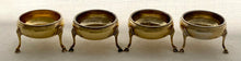 Georgian, George III, Set of Four Silver Gilt Salts. London 1787 Charles Hougham. 7 troy ounces.