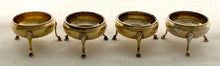 Georgian, George III, Set of Four Silver Gilt Salts. London 1787 Charles Hougham. 7 troy ounces.