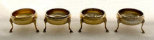 Georgian, George III, Set of Four Silver Gilt Salts. London 1787 Charles Hougham. 7 troy ounces.