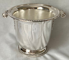 Asprey Silver Plated Wine Cooler with Scrolled Leaf Capped Handles, circa 1960.