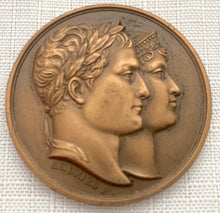 1810 Marriage of Napoleon & Marie-Louise, Duchess of Parma, Bronze French Restrike Medallion.