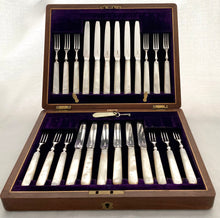 Late Victorian Silver Plated & Mother of Pearl Fruit Cutlery for Twelve. Allen & Darwin of Sheffield & London.