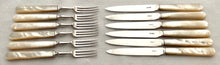 Late Victorian Silver Plated & Mother of Pearl Fruit Cutlery for Twelve. Allen & Darwin of Sheffield & London.