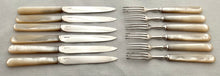 Late Victorian Silver Plated & Mother of Pearl Fruit Cutlery for Twelve. Allen & Darwin of Sheffield & London.