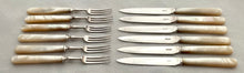 Late Victorian Silver Plated & Mother of Pearl Fruit Cutlery for Twelve. Allen & Darwin of Sheffield & London.