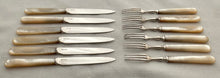 Late Victorian Silver Plated & Mother of Pearl Fruit Cutlery for Twelve. Allen & Darwin of Sheffield & London.