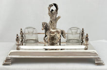 Early 20th Century Silver Plated Inkstand of Equine & Naturalistic Interest.
