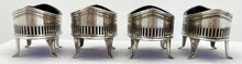 Four George III Silver Salts With Blue Glass Liners. London 1797 William Abdy II. 5 troy ounces.