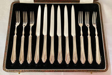 Cased Set of Silver Plated Fruit Knives & Forks for Six. I. S. Greenberg & Co. of Birmingham, circa 1930.