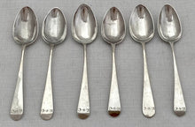 Georgian, George III, Six Silver Teaspoons. London 1790 Godbehere & Wigan. 1.5 troy ounces.
