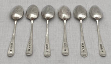 Georgian, George III, Six Silver Teaspoons. London 1790 Godbehere & Wigan. 1.5 troy ounces.