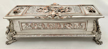 Victorian Neoclassical Silver Plated Figural Casket. Elkington & Co. circa 1865.