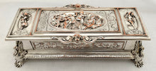 Victorian Neoclassical Silver Plated Figural Casket. Elkington & Co. circa 1865.