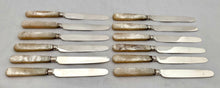 William IV Cased Set of Silver & Carved Mother of Pearl Dessert Knives & Forks for Twelve. Sheffield 1831/32 Aaron Hadfield.
