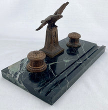 French Empire Style Gilt Metal & Portoro Marble Inkstand, After L&F Moreau.