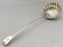 Georgian, George III, Crested Silver Shell Bowl Soup Ladle. London 1785 William Sumner I. 4.8 troy ounces.