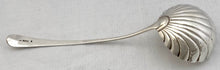 Georgian, George III, Crested Silver Shell Bowl Soup Ladle. London 1785 William Sumner I. 4.8 troy ounces.