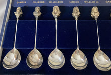 "The American Royal Family". Ten Silver Spoons with Cast Gilt Monarch Finials. London 1977 Library of Imperial History.   11.3 troy ounces.