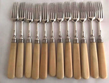 Georgian, George III,  Twelve  Silver Ivory Handle Dinner Forks. London 1805 John Mewburn.