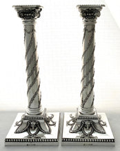 Victorian Pair of Silver Plated Neoclassical Candlesticks. Elkington & Co 1891.