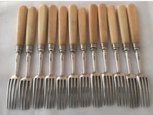 Georgian, George III,  Twelve  Silver Ivory Handle Dinner Forks. London 1805 John Mewburn.