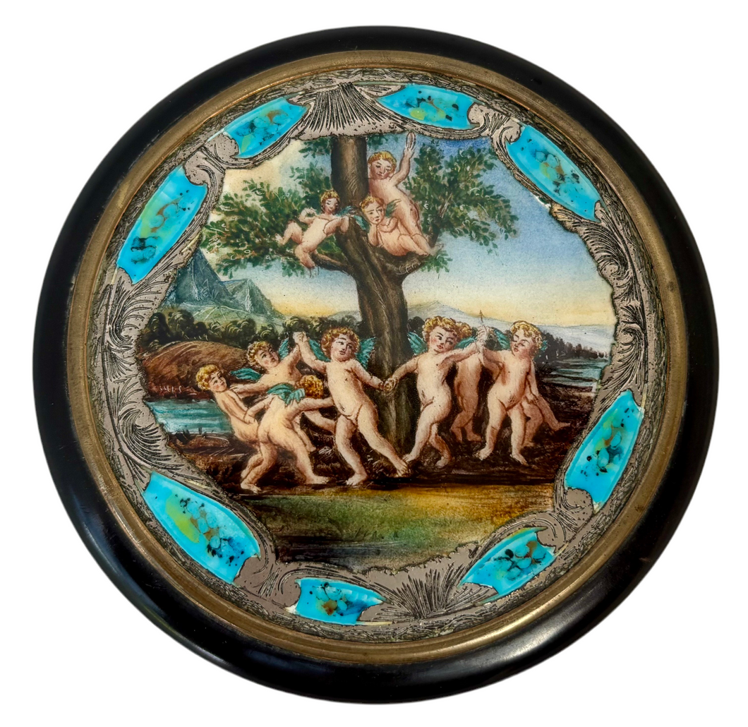 19th Century Continental Silver and Enamel Mounted Snuff Box.